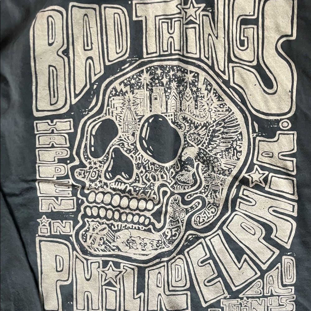Phil Carpenter Bad Things Philadelphia Skull Graphic Long Sleeve Tee - Black - Picture 3 of 5